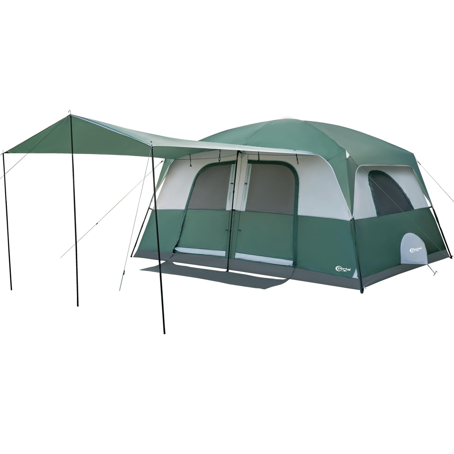 PORTAL 8 Person Family Camping Tent with Porch, Weather Resistant Camping Tents with Rainfly, Large Cabin Tents with 2 Room, Easy Set Up Tent for Outdoor Camping, Backyard