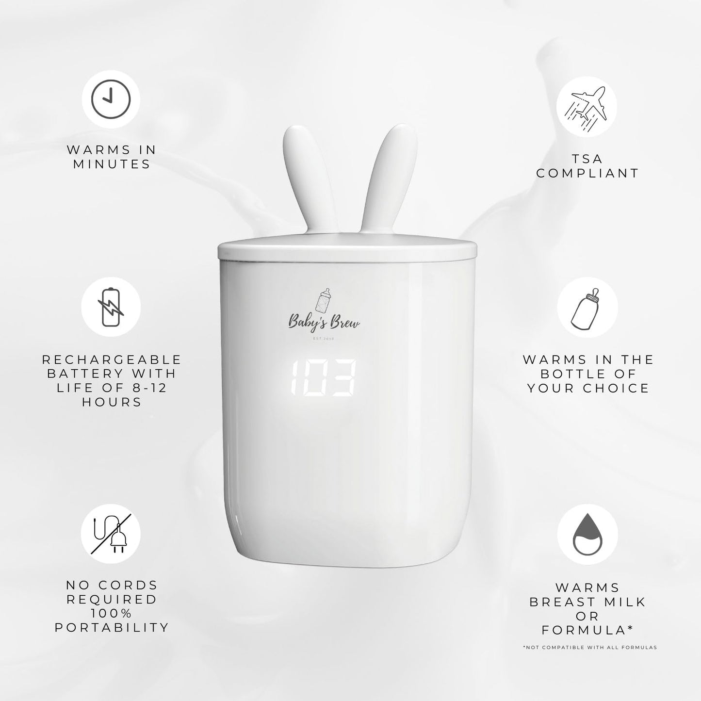 Baby’s Brew 3.0 Portable Bottle Warmer Adapter Set, Breastmilk, Formula & Water Warmer, Smart Sensor Technology, Leak-Proof, Travel-Friendly, BPA-Free, | Single Warmer with 4 Adapters