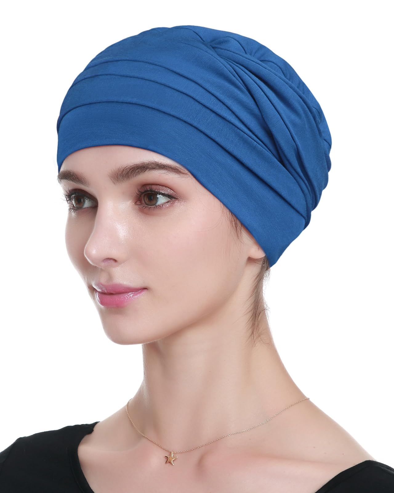 Alnorm Warm Chemo Hat for Women for Fall and Winter Made of Viscose Blue