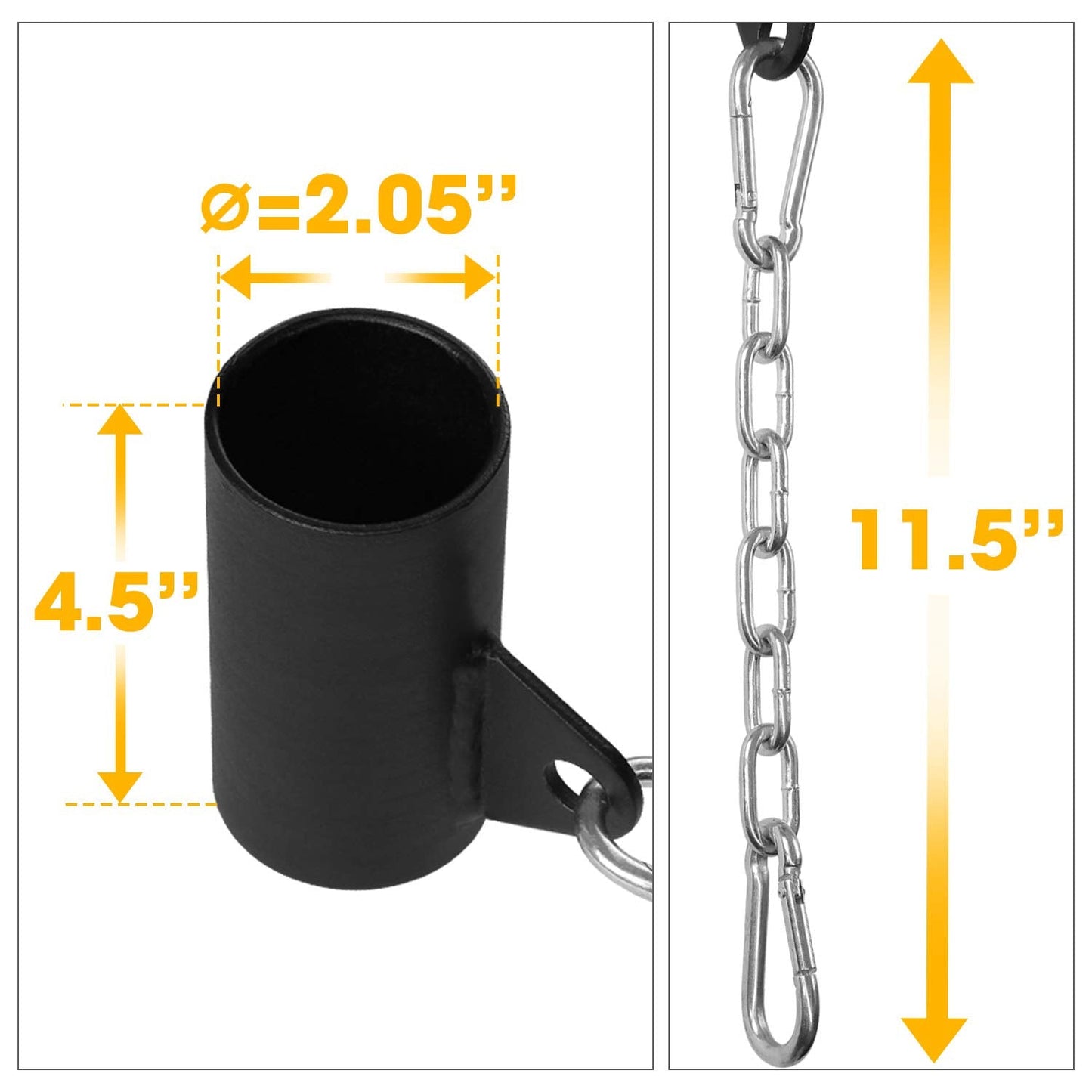 Yes4All Single Eyelet Landmine Bar Attachment with Chain – Fits Perfectly 1” and 2” Barbell – T-bar Row Eyelet Attachment (Black)
