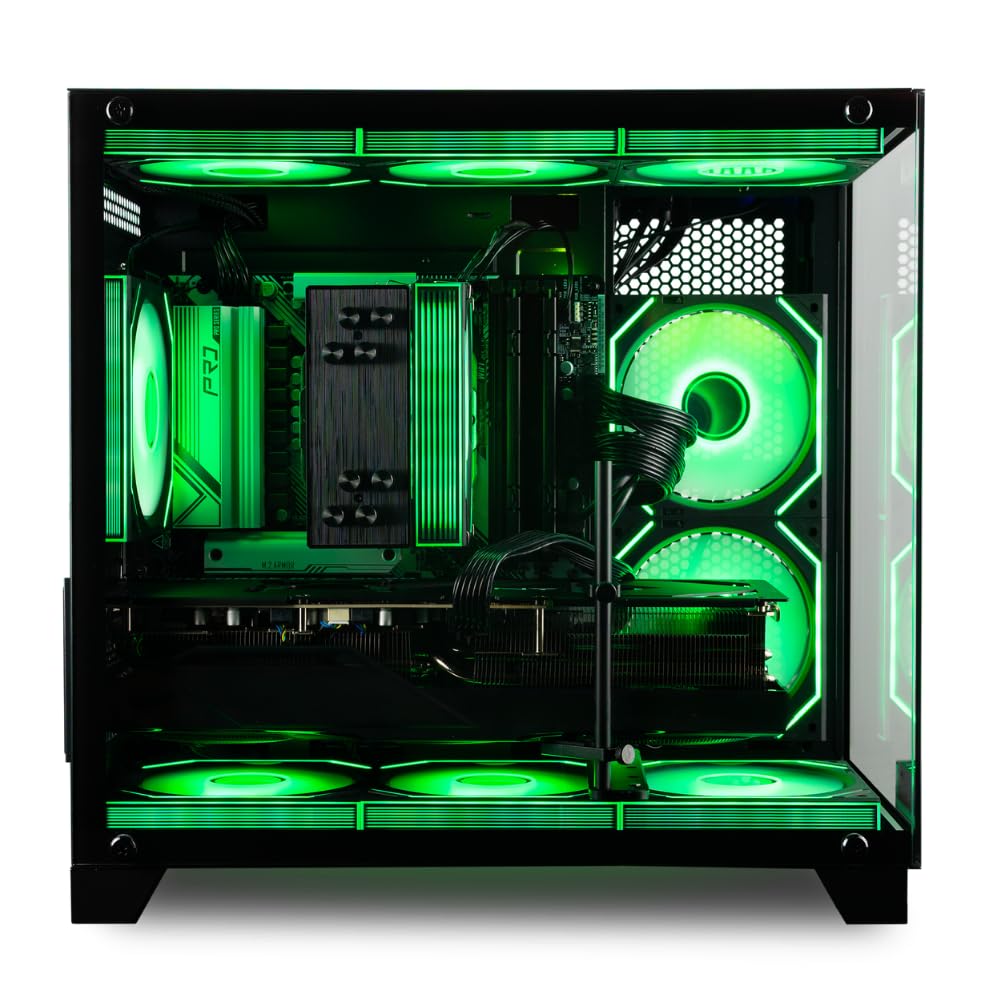 Panorama Gaming Desktop PC (NVD RTX 5060Ti, AMD Ryzen 7 5700X Processor, 32GB DDR4 RAM, 2TB NVMe M.2 SSD, WiFi 6E + BT, HDMI + DP, KB&M, Windows 11 Pro Best 2025 RGB Prebuilt Tower Computer for Gamers