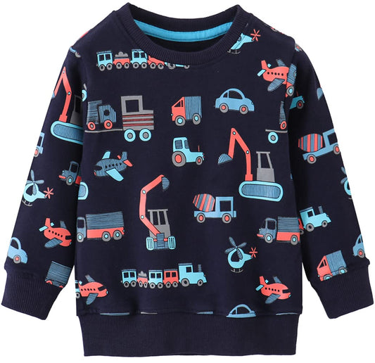 Akyzic Boys Sweatshirts Cars Long Sleeve Crewneck Pullover Shirts Toddler Tops for Kids 3t(Cars-8068 100)