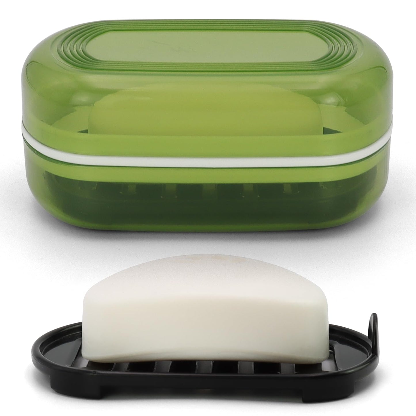 Shampoo Bar Holder Travel Case, Large Soap Holder for 5 oz/10 oz Oversized Bars, Durable & Versatile Storage Soap Container with Drainage Layer (1 Pack, Black Style A-Large)