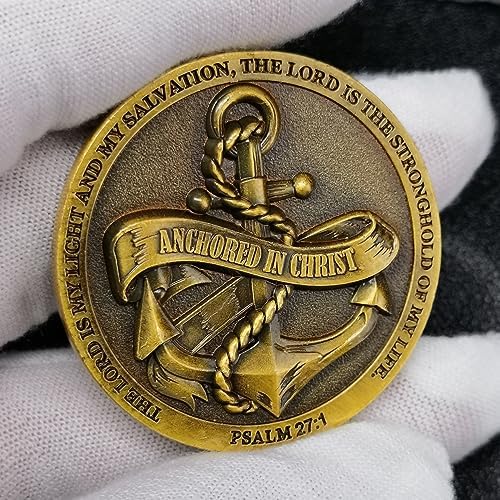 Anchored in Christ Challenge Coin A Symbol of Faith and Strength Christian Pocket Hug Token (Pack of 3)