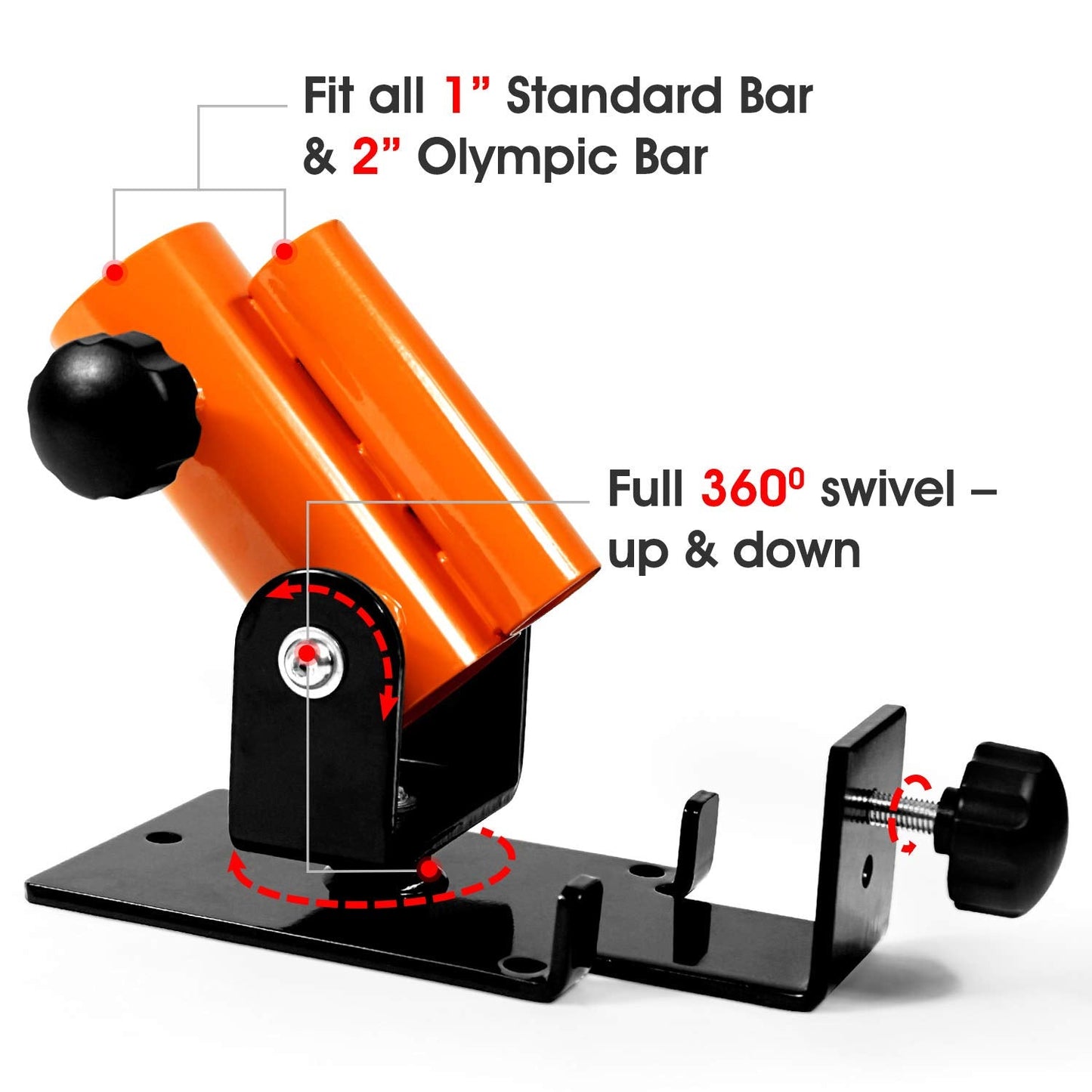 Yes4All Landmine Attachment for Barbell, Adjustable T Bar Row Attachment, Heavy Duty 360-Degree Swivel - Orange
