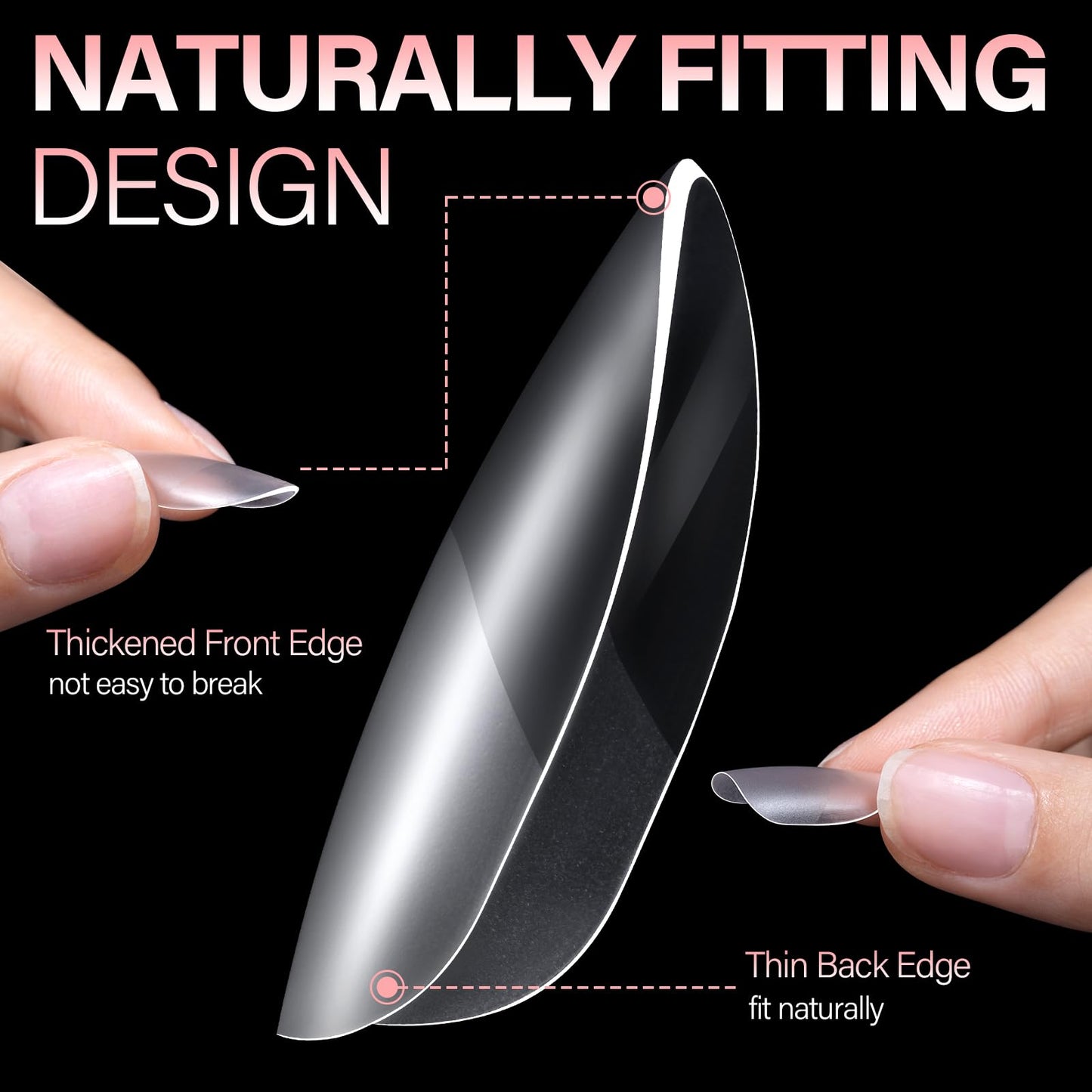 AILLSA Short Almond Nail Tips with Box, 15 Sizes Press On Gel Nail Tips Double Matte Pre-Buffed Almond Shaped Nails Tips Soft Full Cover Clear False Nail Tips for Nail Extension 240PCS
