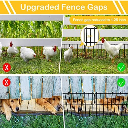 Animal Barrier Fence, 12In(H) x 28.00Ft(L) Upgrade 1.26 in gap Decorative Fences No Dig Fence for Rabbit and Dog, Rustproof Metal Wire Garden Fence Border for Garden Patio Landscaping,26 PCS