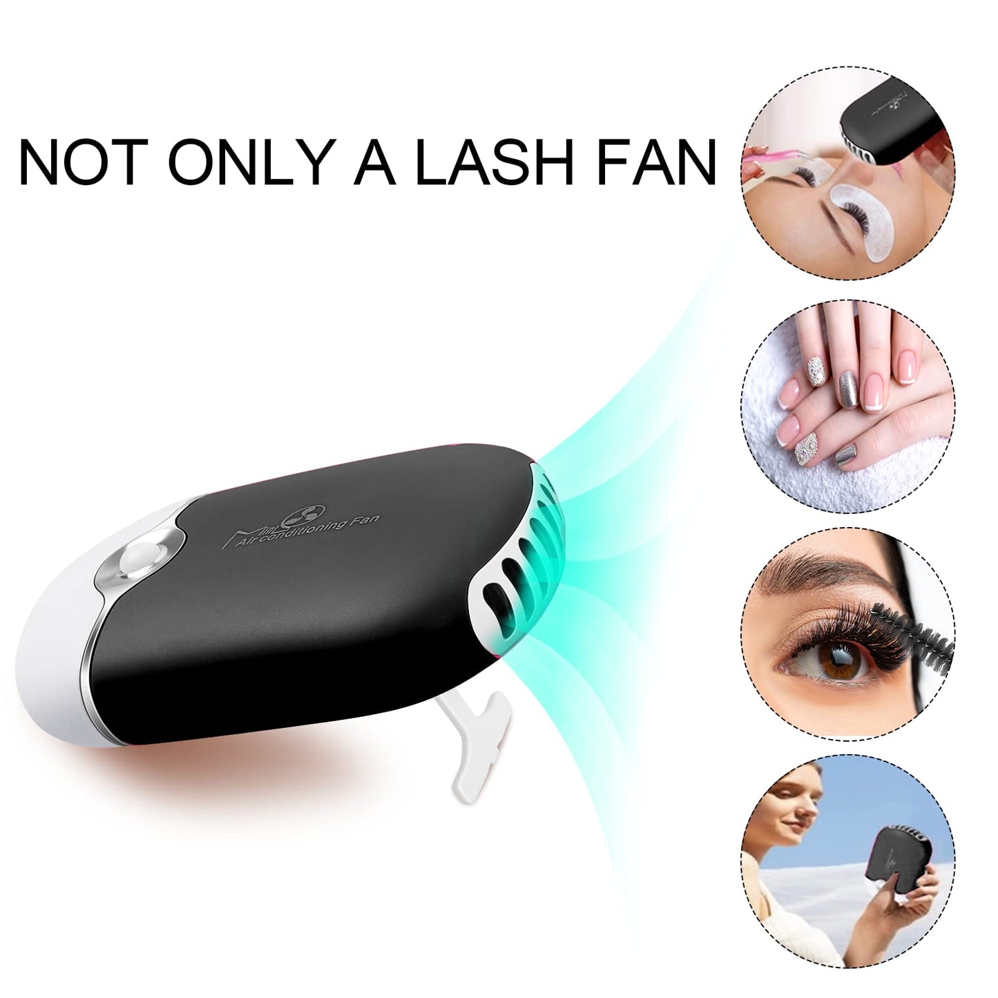 kioooki 105 Pcs Lash Fan Kit, USB Mini Portable Fans Rechargeable Electric Handheld Air Conditioning Lash Shampoo Brushes Nose Blackhead Facial Cleaning Brush Plastic Wash Bottle