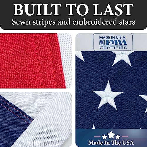 American Flags for Outside 4x6 -100% MADE IN THE USA,Indestructible Durable Outdoor Heavy Duty Spun Polyester US Flag United States Flags Sewn Stripes and Embroidered Stars,FMAA Certified,4th of July