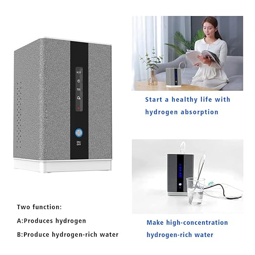 Hydrogen Water Inhalation Machine, 99.99% High Purity H2 Hydrogen Inhaler with 5 Nasal Cannula, Hydrogen-Rich Water Generator, 150ml/min SPE/PEM Ionizer for Home Car Travel (Gray)