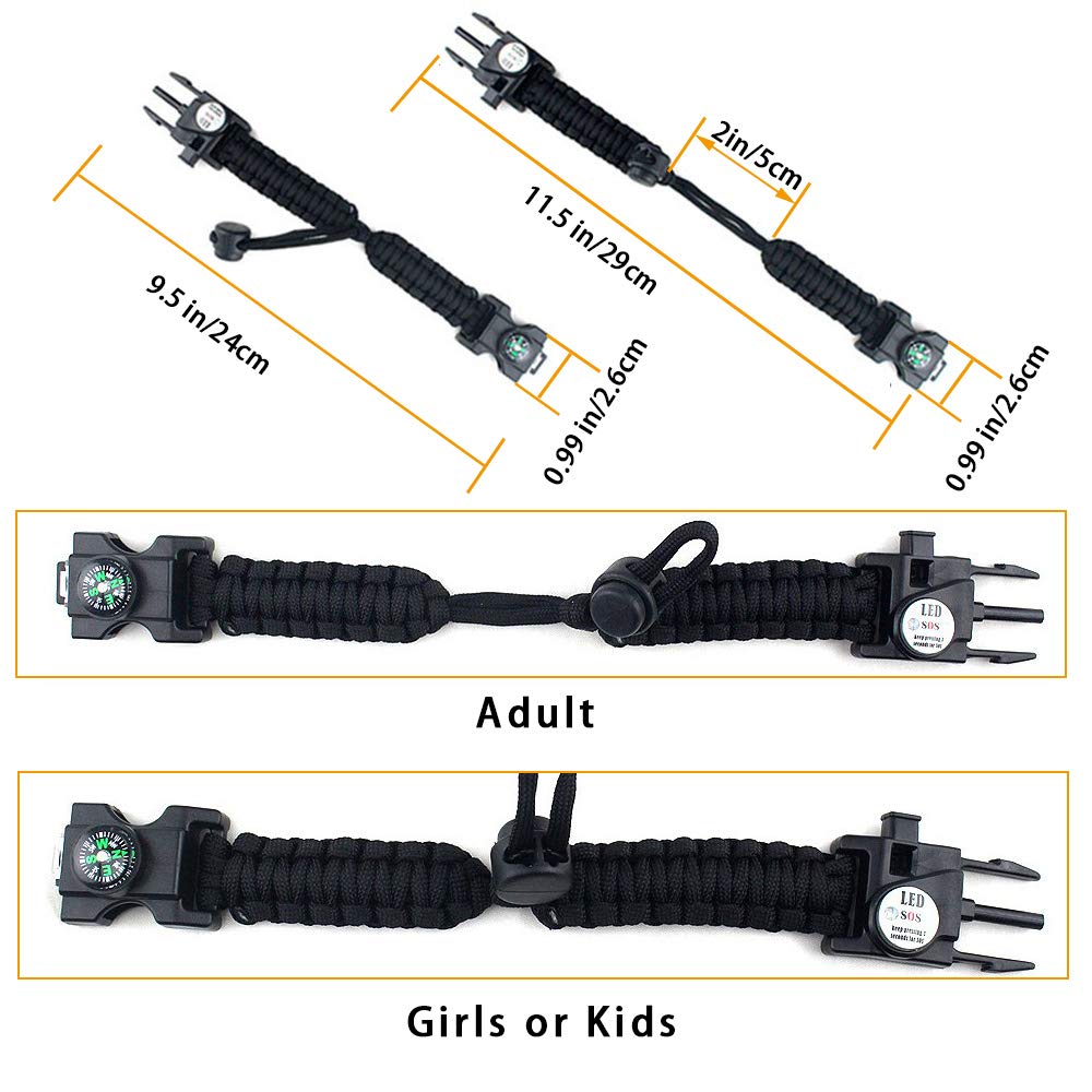 Daarcin Survival Paracord Bracelet,Fire Starter,Waterproof SOS Light, Compass, Whistle, Adjustable AK87 20 in 1,Outdoor Ultimate Tactical Survival Gear Set,Gift for Kids,Men