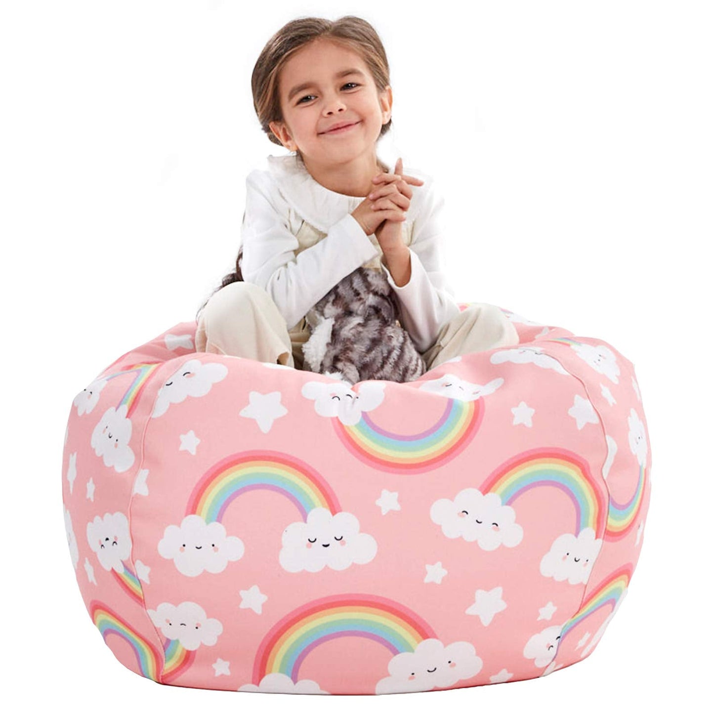 Nobildonna Stuffed Animal Storage Bean Bag Chair Cover Only for Kids Girls Toddler, Large Beanbag Chair Without Filling for Organizing Children Soft Plush Toys