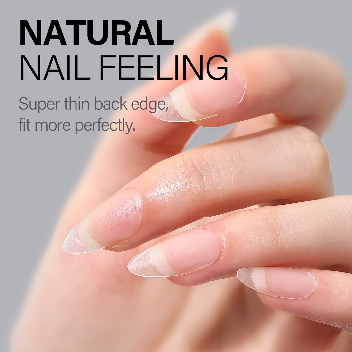 AILLSA Almond Nail Tips 450pcs Soft Full Cover Gel Nails Tips Matte Pre-shaped Press On False Extension Gelly Nail Tip for Acrylic Nails Professional, 15 Sizes Medium Nails Tip for Beginners