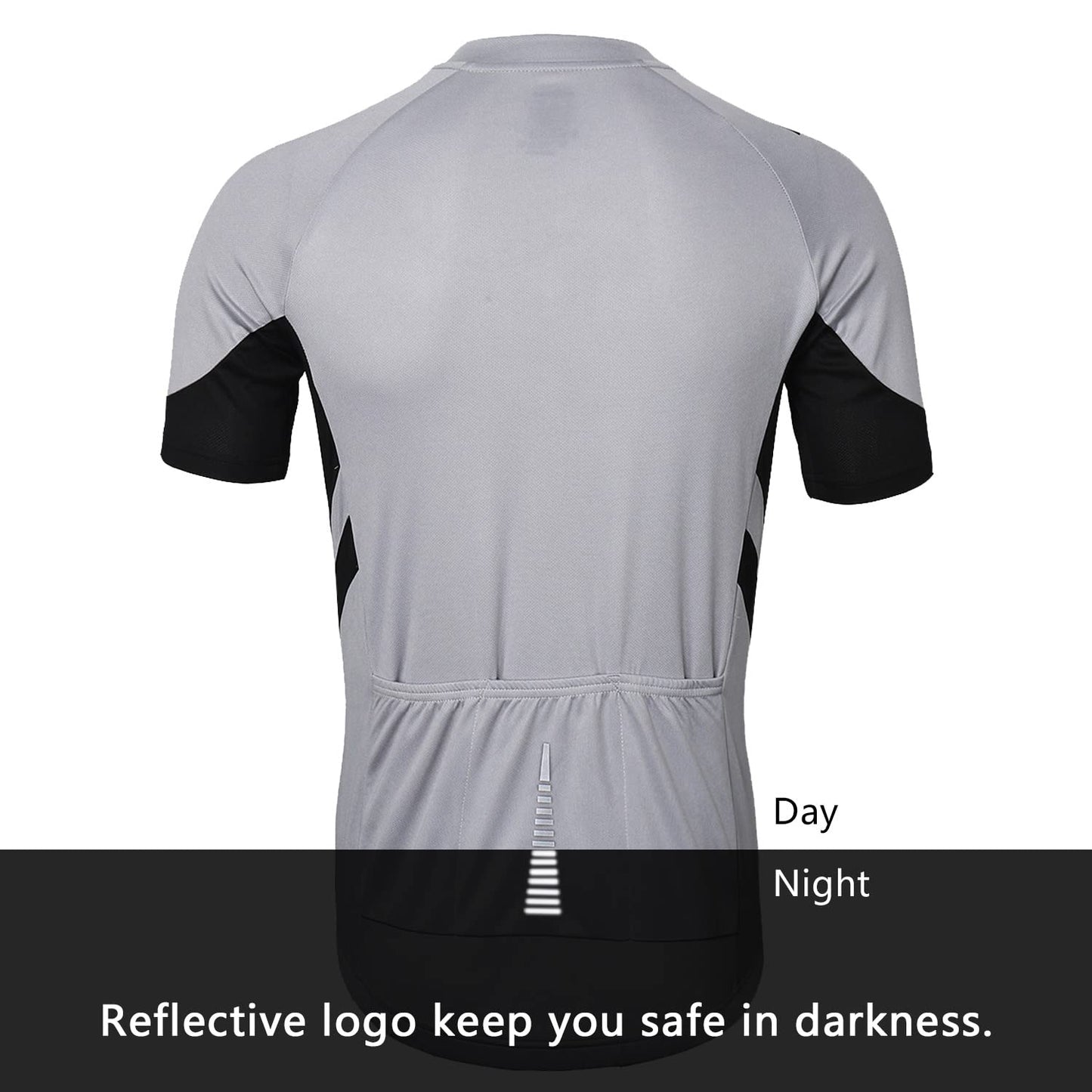 ARSUXEO Men's Short Sleeves Cycling Jersey Bicycle MTB Bike Shirt 636 Light Gray Size XXL