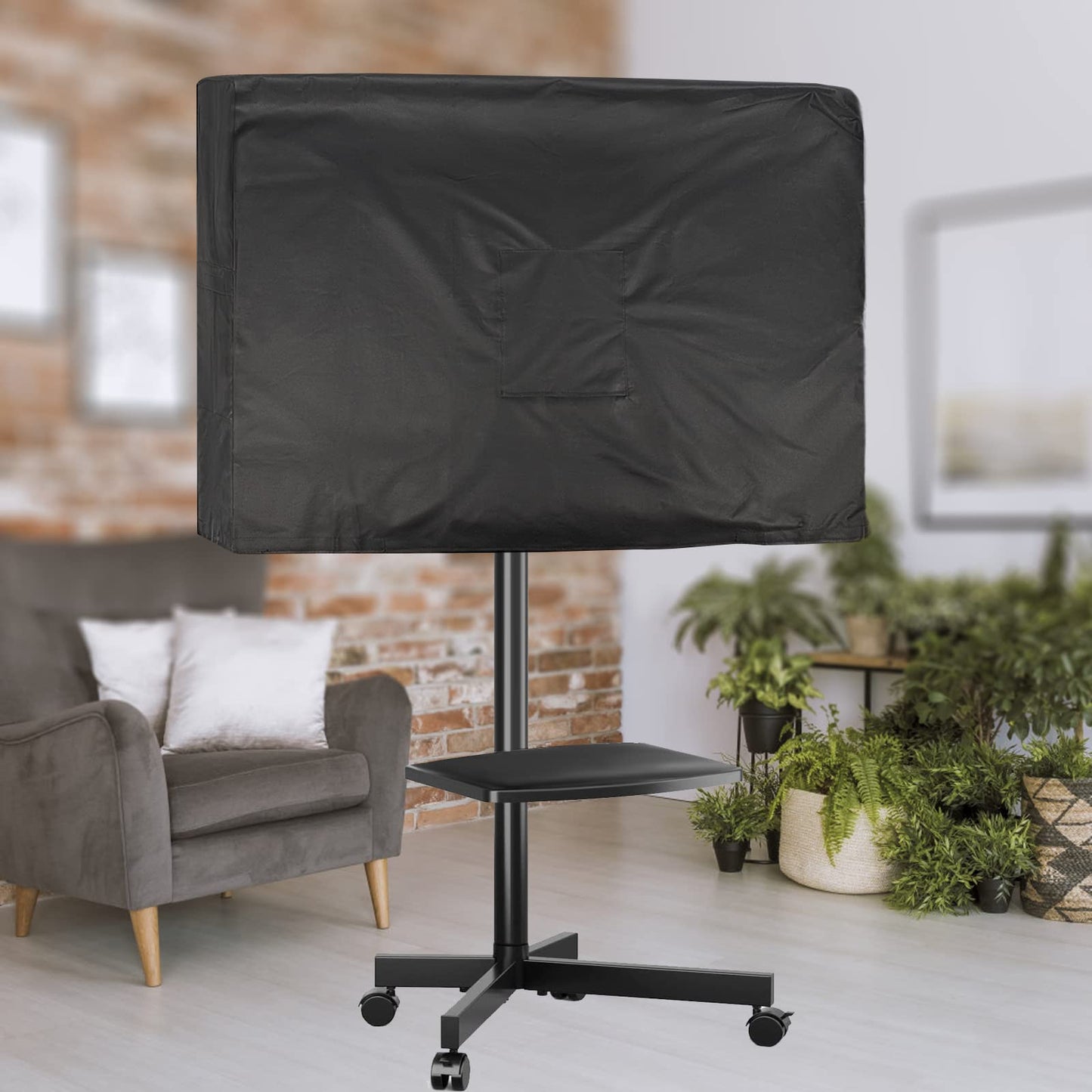 Andacar Mobile TV Stand Cover for 45-60 Inch Mobile TV Cart, Waterproof Outdoor TV Cover Dustproof TV Screen Cover Only (For 45-60 Inch Mobile TV Cart, Cover Only)