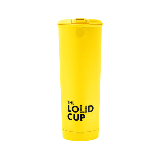 The LoudCup 20 oz Tumbler + Stadium Horn with Snap-Fit Lid (Canary Yellow) - Insulated Cup Reusable Water Bottle Coffee Travel Mug - Worlds Loudest Cup for Game Day