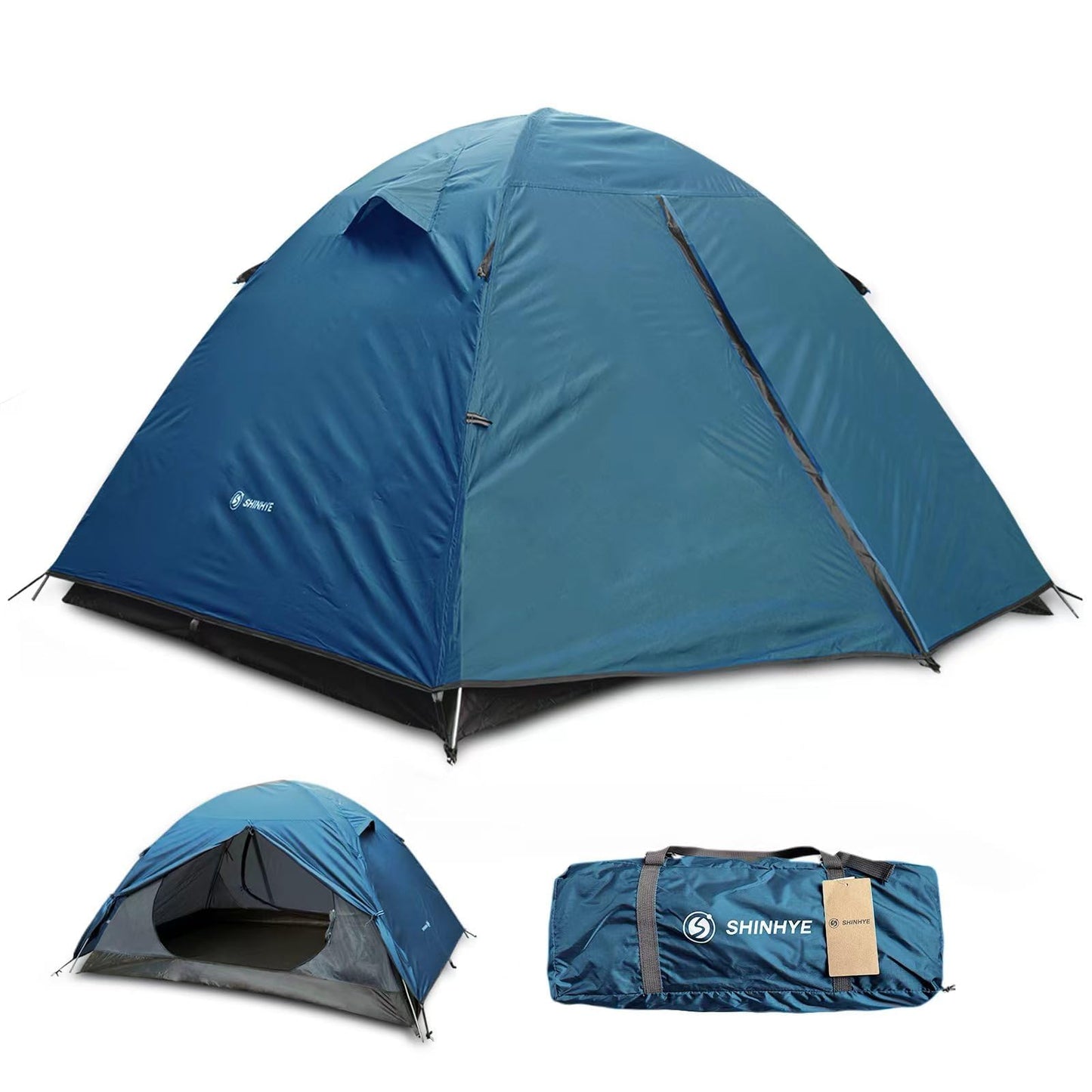 Backpacking Tent for Camping 2/3/4 Person Hiking Ultralight Tent for Waterproof Windproof Outdoor Two Doors Tents Easy Quick Setup Lightweight Tent Instant Tent (Blue, 2 Person)