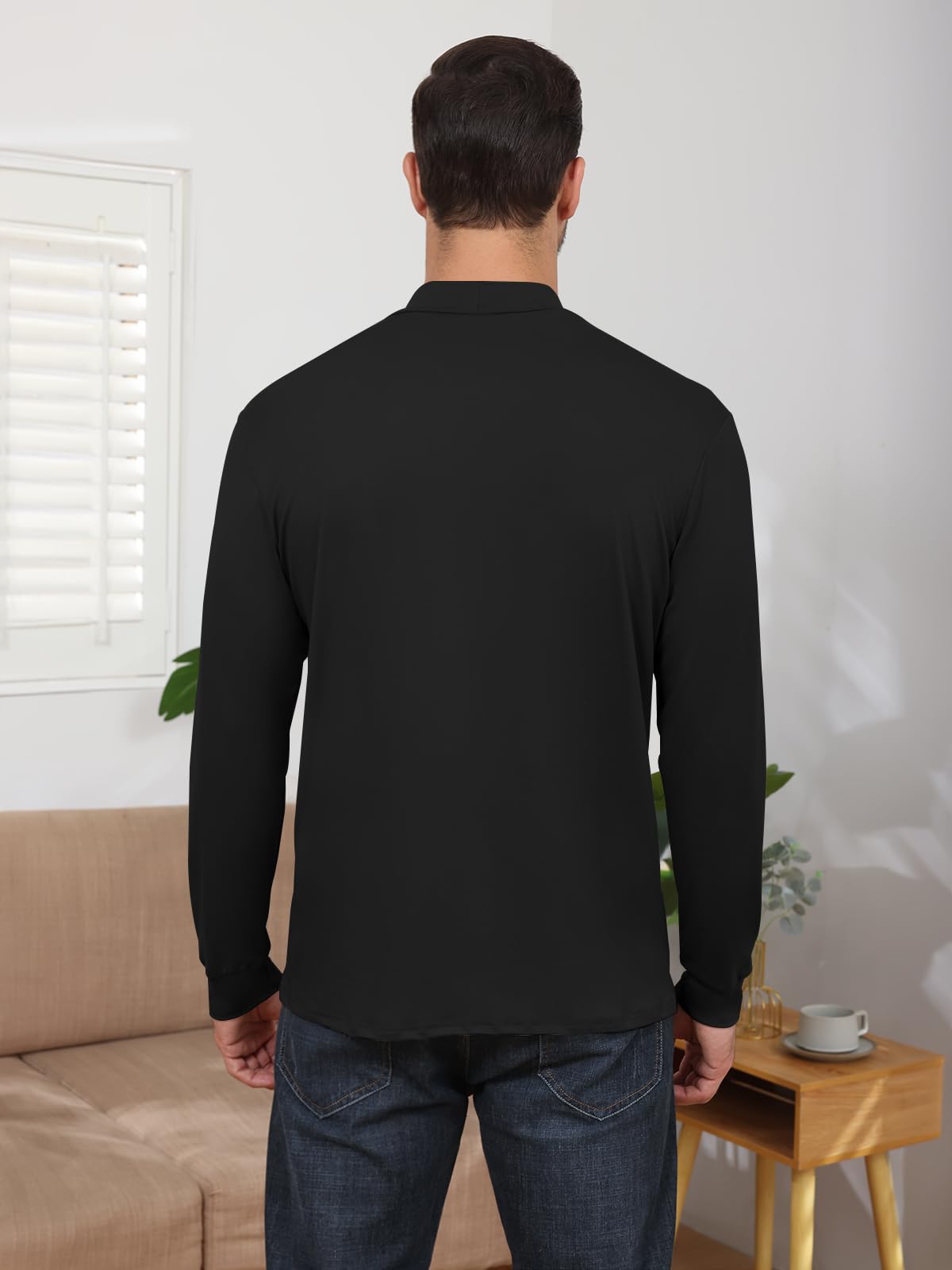Angbater Mens Mock Turtleneck Long Sleeve Shirts Thermal Underwear Turtle Neck Undershirt Pullover T Shirt Black