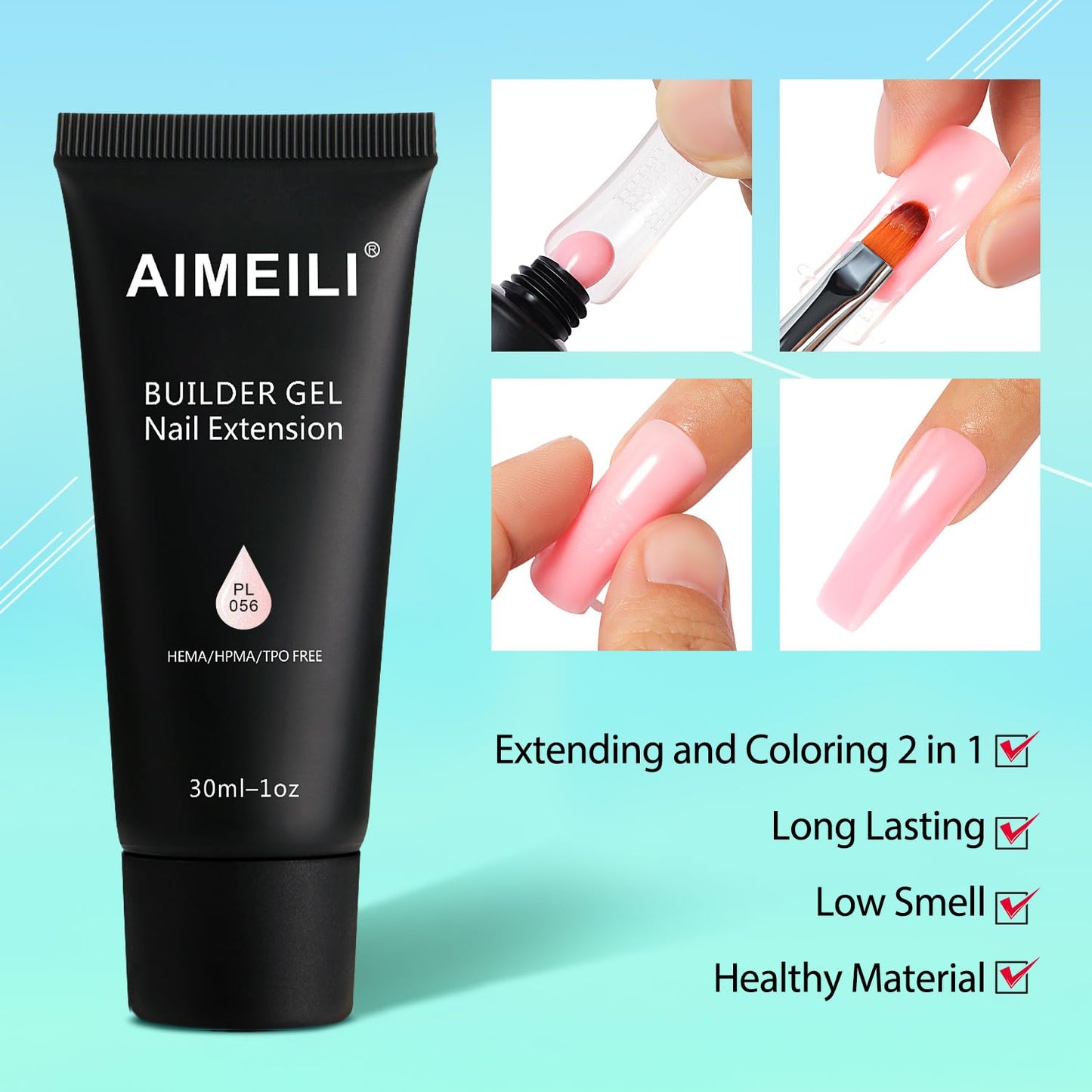 AIMEILI Poly Nail Extension Gel Builder Nail Gel Hema Free Poly Nail Enhancement Nail Art Design DIY Salon Nail At Home Gift for Women Nail Gel - 057