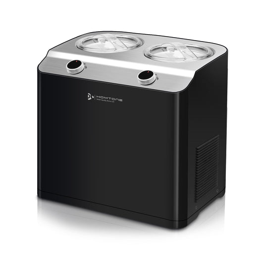 Homtone 2 Flavor Ice Cream Maker,Automatic Compressor Ice Cream Maker Machine with 2 Bowls,2.6QT (2 x 1.3qt) No Pre Freezing, Electric Gelato Maker & Sorbet Maker, 3 Modes, Keep Cool Function