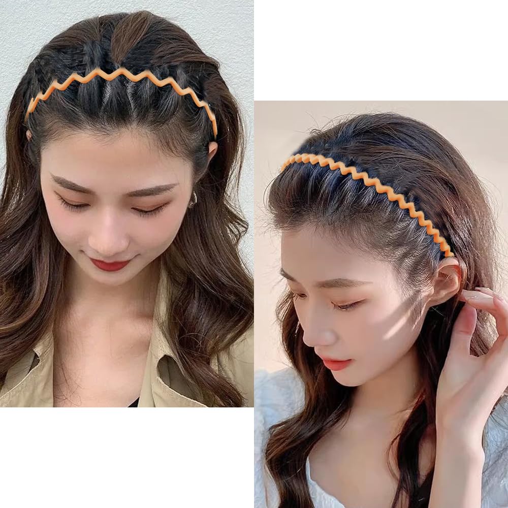 AHONEY 7 Pack Yellow Headbands for Women Girls Headbands with Teeth Non Slip Hairbands for Women's Hair Accessories Comb Headband Diademas Para Mujer (Yellow)