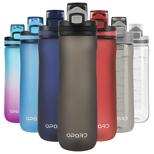 Opard Peak Water Bottle 20 Oz BPA Free Tritan Plastic Leak Proof Flip Top for School Kids Sports Gym Yoga Camping (Dark Grey)
