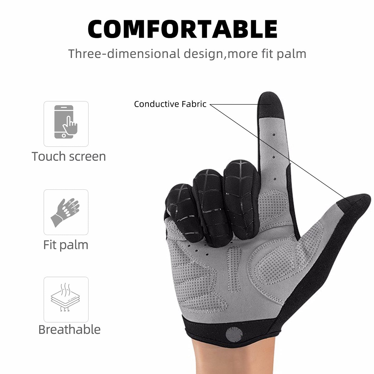 ROCKBROS Cycling Gloves for Men Mountain Bike Gloves Bicycle Gloves SBR Pad Anti-Slip Road Riding Gloves Breathable