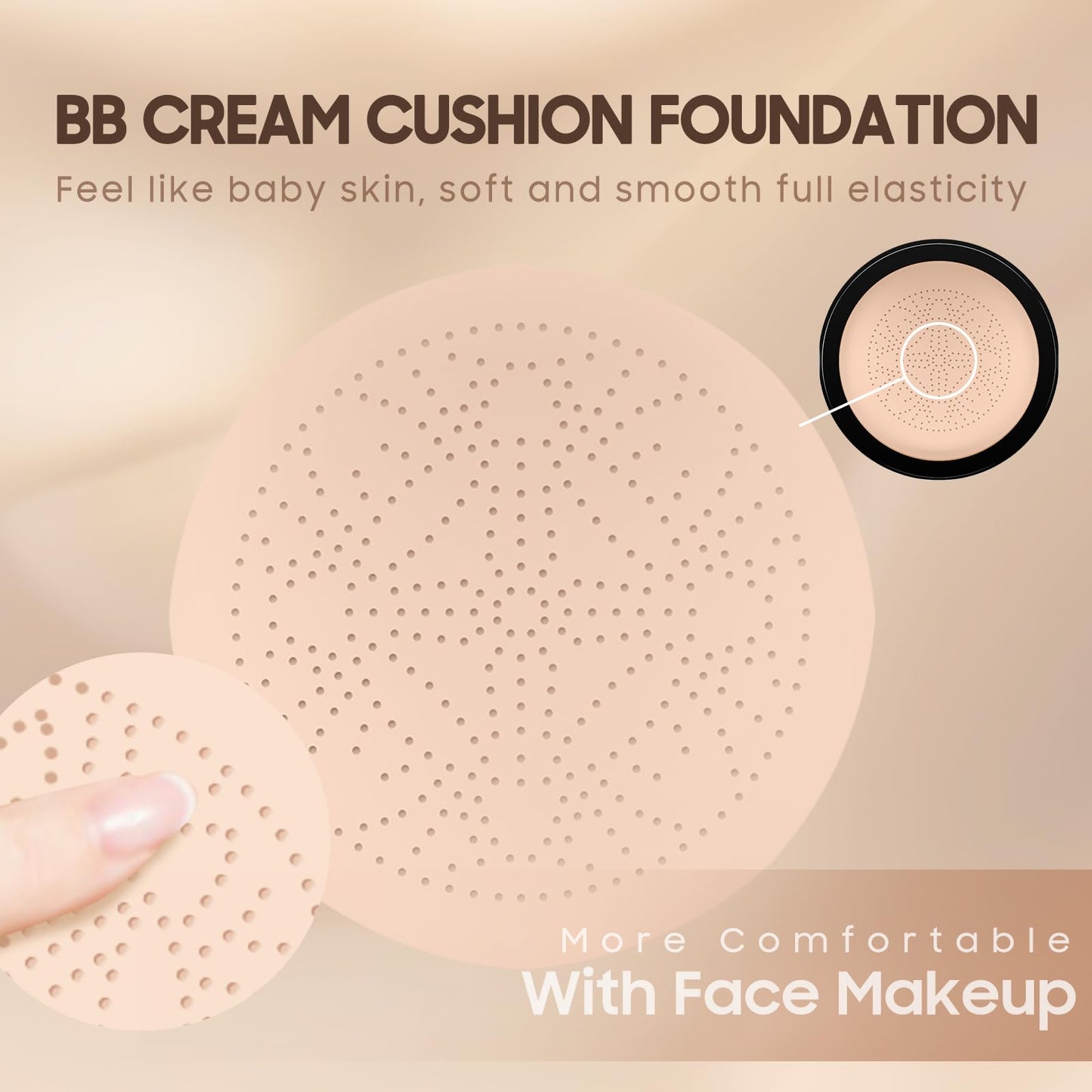 Air Cushion CC Cream Mushroom Head Foundation - Moisturizing BB Creams Foundation, Long-Lasting Waterproof New Mushroom Head Air Cushion CC Cream Concealer for Even Skin Tone (Nude, 1 PCS)