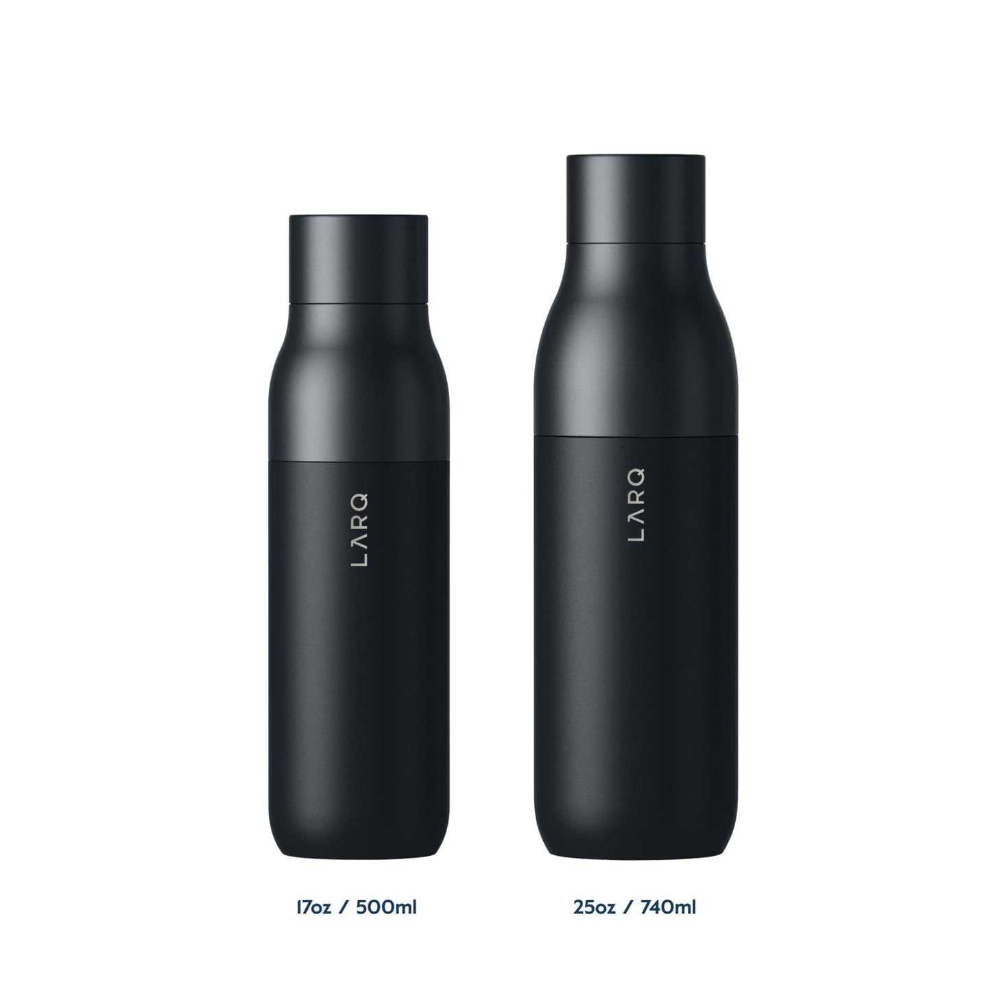 LARQ Bottle PureVis 25 oz - Self-Cleaning and Insulated Stainless Steel Water Bottle with UV Water Purifier and Award-winning Design | Reusable & Travel Friendly, Obsidian Black