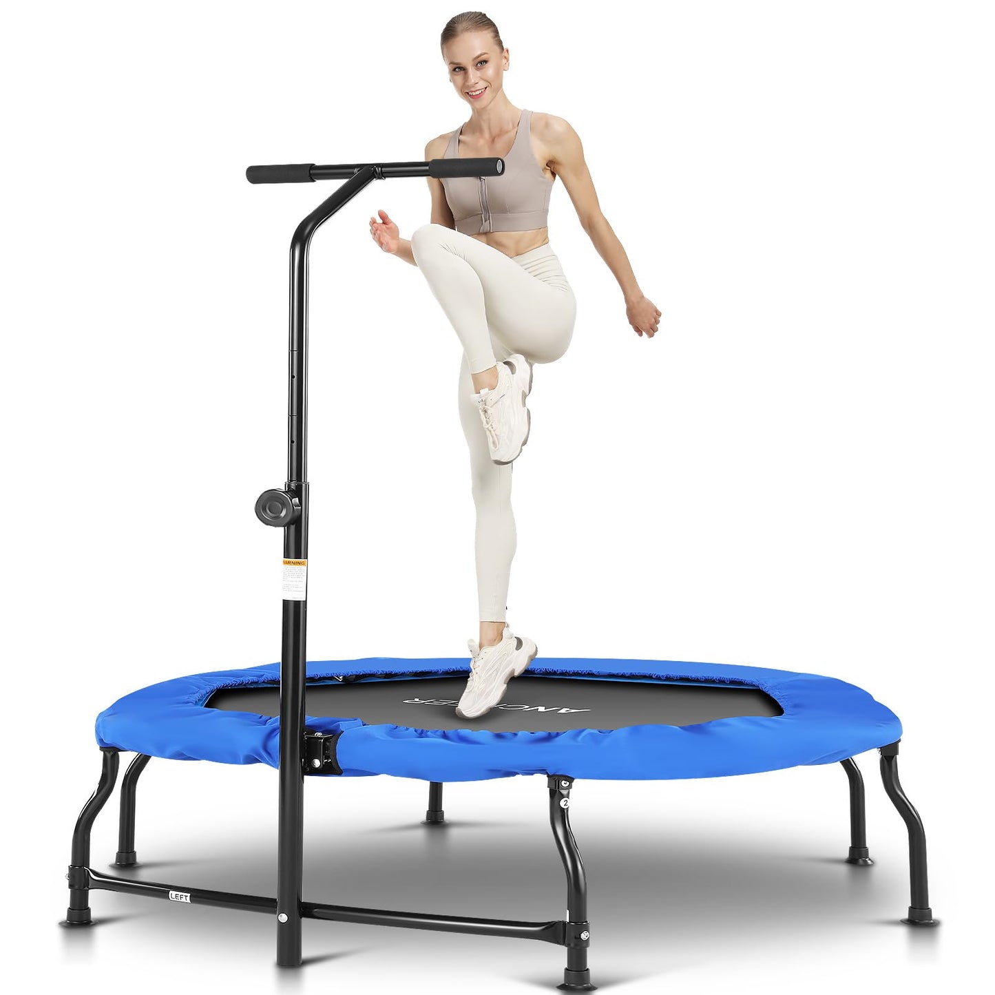 ANCHEER 50" Rebounder Trampoline for Adults with Bar, 550 LBS Mini Trampoline Quiet Exercise Rebounder Bungee Rebounder Jumping Cardio Trainer Workout for Adults