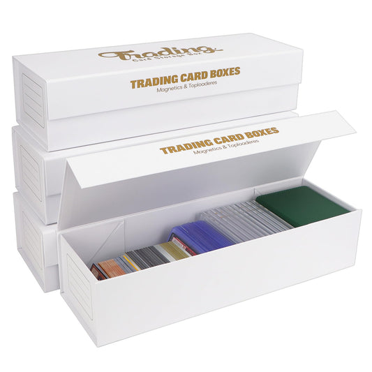 AOBOPLE Trading Card Storage Box,4 Pack Magnetic Closure Card Storage Box Holds 200 Toploaders or 1200 Cards Fits Sleeved & Unlseeved Cards Toploaders and Magnetic Card Holders