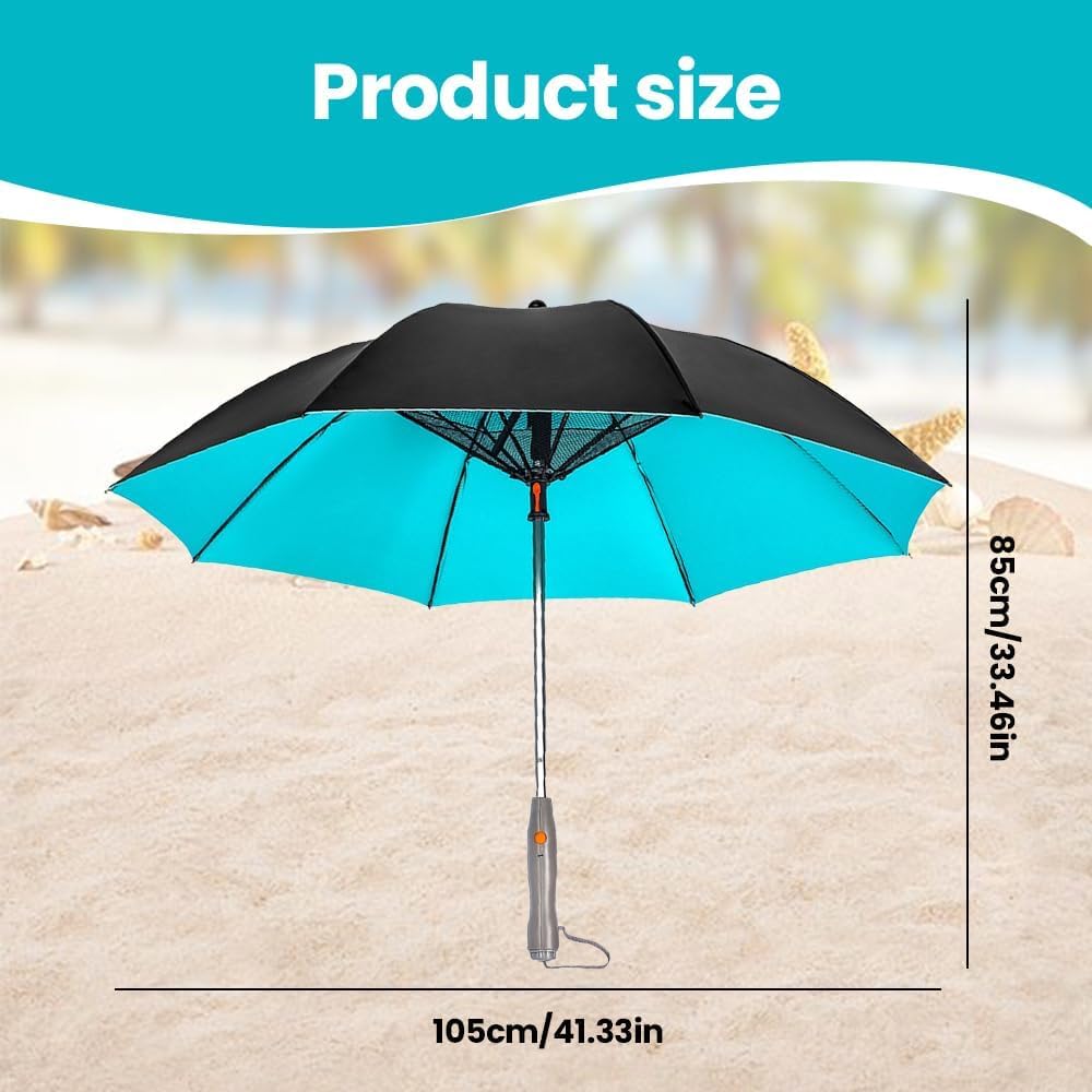 Uv Blocking Umbrella With Fan, 2024 New 3 In 1 Umbrella With Fan And Mist Spray, Sun Umbrella Protection, Usb Rechargeable Sun Umbrella, Cooling Umbrella With Fan, For Fishing, Golfing, Patio, Sand, Travel (Flamingo)