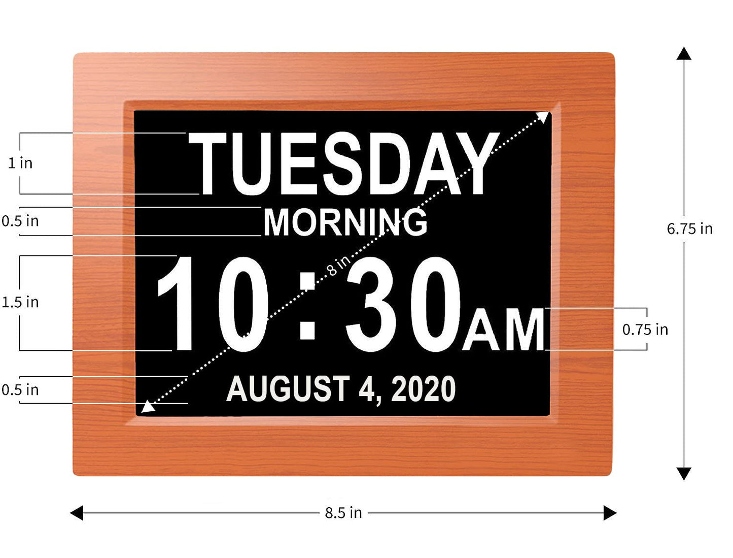 American Lifetime 【New 2025】 Dementia Clock Large Digital Clock for Seniors, Alzeimer Clock Large Display with Custom Alarms, Clock with Day & Date for Elderly, Digital Calendar Brown Wood