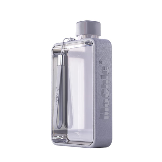 MOCHIC CUP Flat Water Bottle Travel Flask Portable Travel Mug BPA Free A5 Water Bottle for Sports Camping Gym Fitness Outdoor 13oz Fit in Any Bag (Gray)…