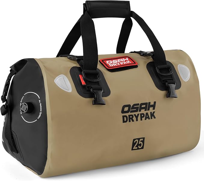 Waterproof Duffel Bag - Motorcycle Dry Bag Tail Bag with Large Storage Space, Waterproof Luggage Duffle Bags with Outer Mesh Zipper Pocket for Camping, Kayaking, Fishing & Traveling