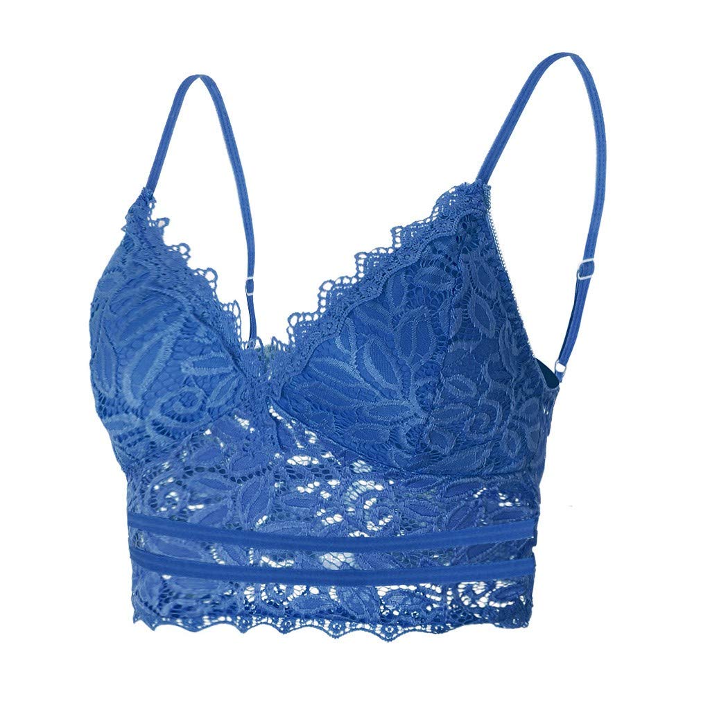 Aniywn Sexy Women Underwear Solid Color Lace Patchwork Vest Crop Wire Free Bra Tank Tops Blouse…