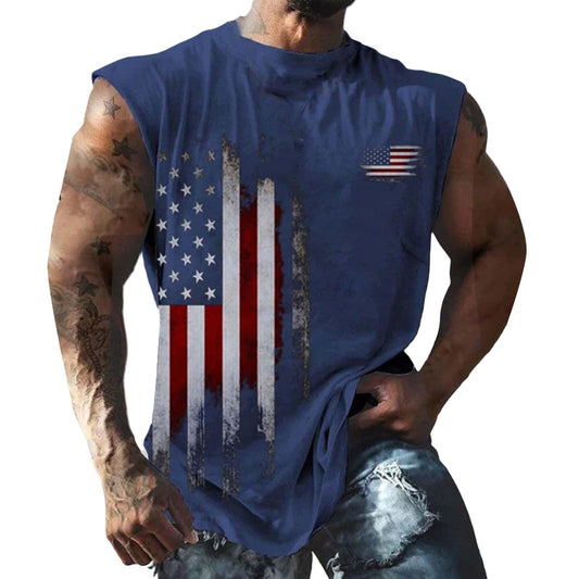 Generic Mens American Flag Tank Top Patriotic Shirts Sleeveless Graphic Tees 4Th of Julys Shirt Muscle Shirts for Men Workout, X-Large, Blue-b