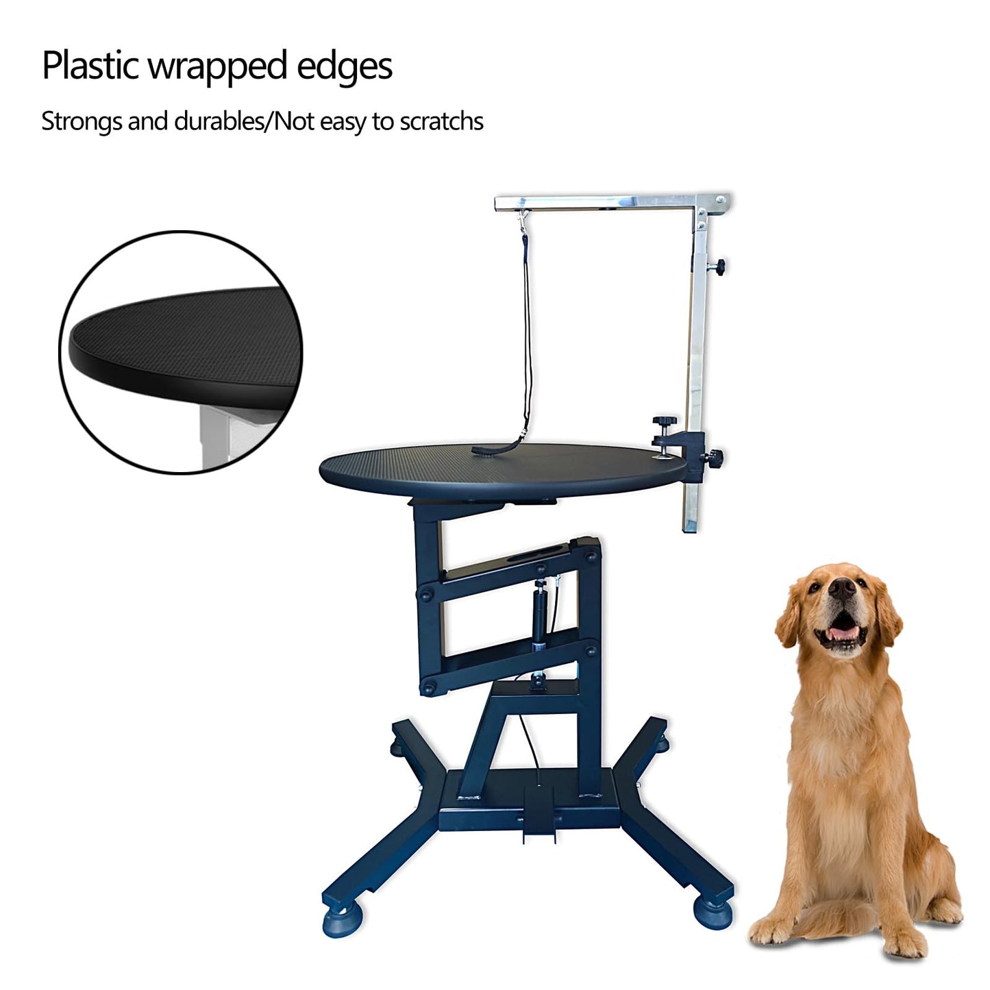 Pneumatic Dog Grooming Table Foldable Dog Washing Station for Home Liftable and Rotatable Pet Grooming Table with Non Slip Feet, Roughened One Pieces Steel(Black,60cm)