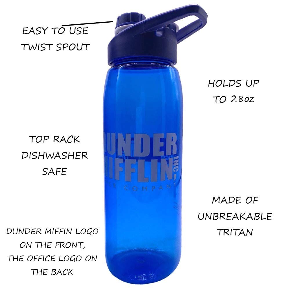 Silver Buffalo The Office Dunder Mifflin Paper Company Logo Tritan Water Bottle, Screw Top Lid, 28 Ounces