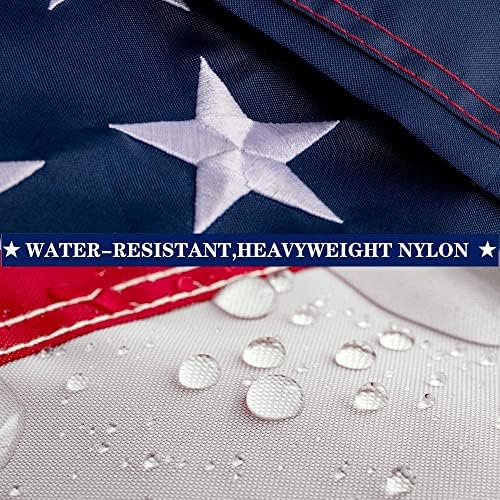 American Flag For Outside 2.5x4 Ft Pole Sleeve Banner Style-Embroidered Stars,Sewn Stripes,Water Resistant,Heavy Duty Durable New Nylon USA US Outdoor Indoor Flags (Pole NOT Included)