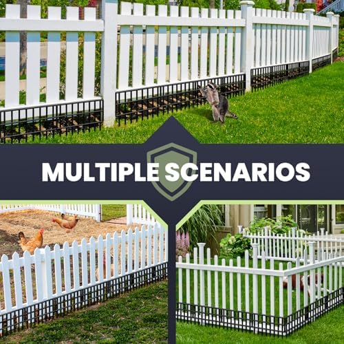 Animal Barrier Fence, 14 Pack No Dig Fence Panels,19.52Ft(L) X 13Inch(H) Garden Fence Border, Dig Fence Barrier for Dogs Rabbits Defense, Ground Defense Border for Outdoor, Yard, Patio