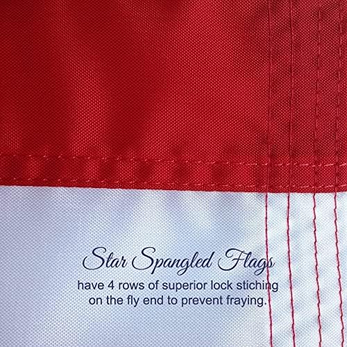 American Flag 5x8-100% Made In USA using Tough, Long Lasting Nylon Built for Outdoor Use, Featuring Embroidered Stars and Sewn Stripes plus Superior Quadruple Stitching on Fly End
