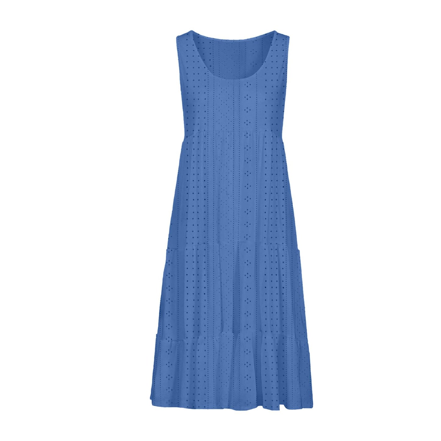 Anjikang Cheap Stuff Under 10 Dollars Summer Dresses for Women 𝟮𝟬𝟮𝟰 Sleeveless Beach Tank Dresses Tiered Ruffle Swing Dress Casual Solid Color Dresses, Large