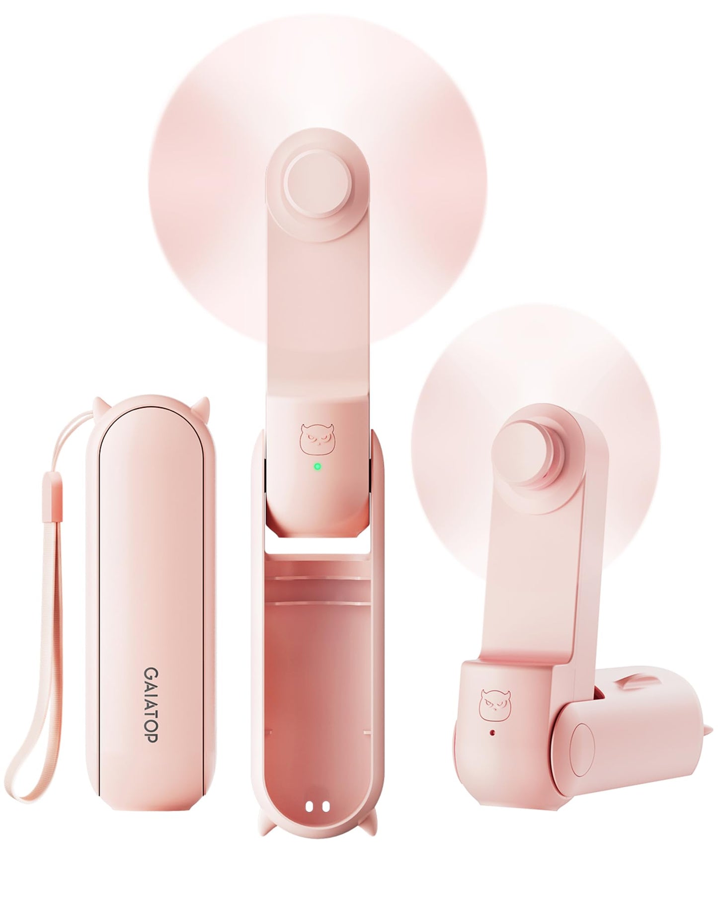 GAIATOP Portable Handheld Fan, 3 IN 1 Mini Foldable Travel Fans [17H Max Cooling Time] with Power Bank, Pocket Design USB Rechargeable for Travel Concert Lash Makeup, Summer Gifts for Women Girl, Pink