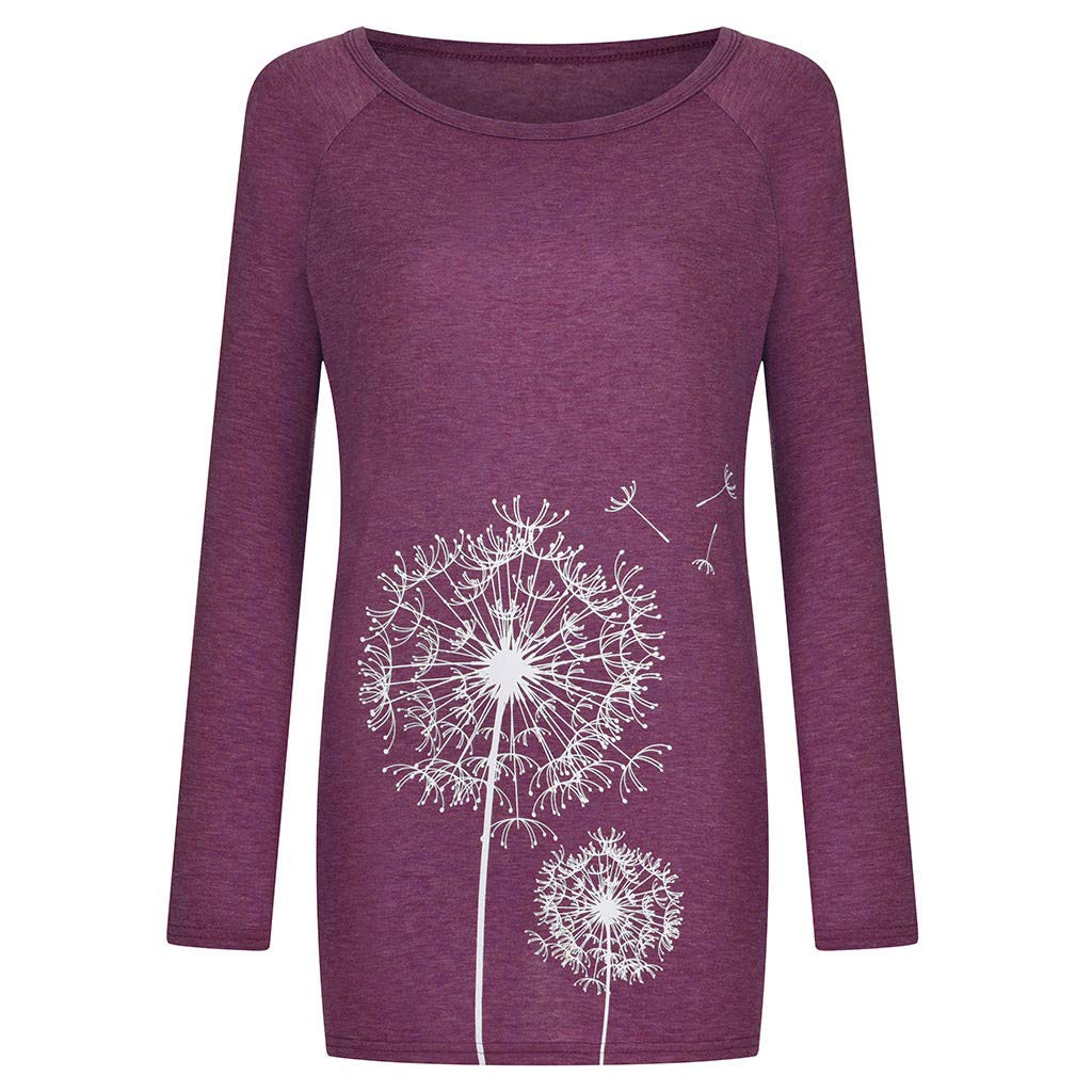 Aniywn Women's Plus Size Sweatshirt Tops Ladies Baggy Long Sleeve Thin Solid/Printing Pullover Blouse T Shirts