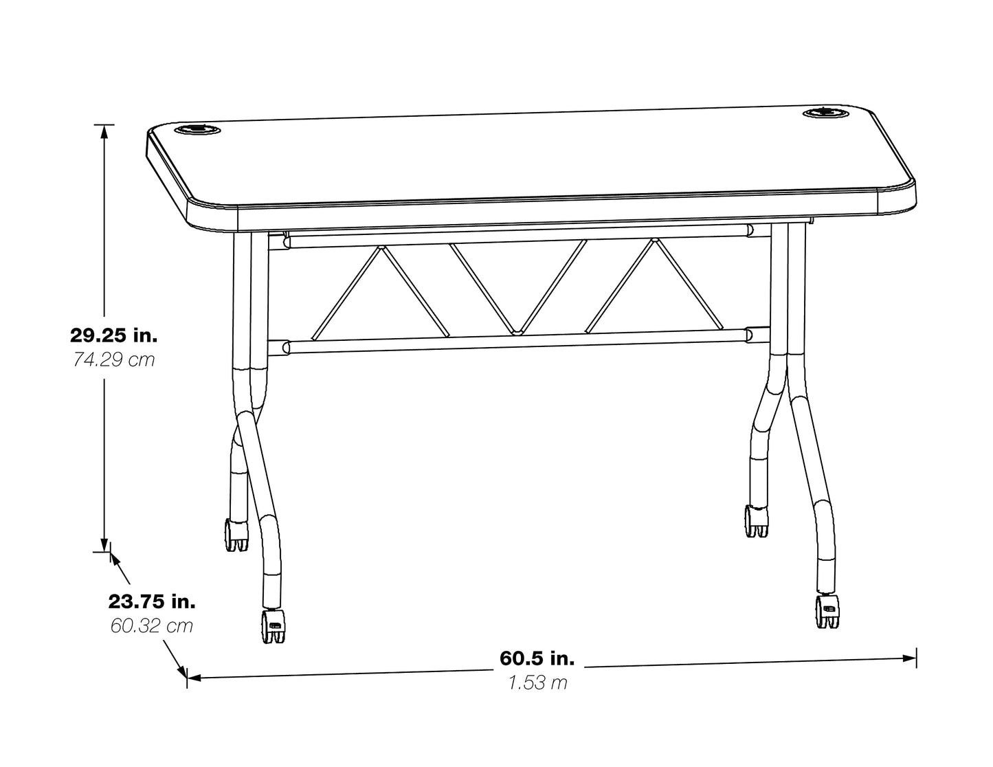 Office Star Resin Multipurpose Flip Training Table with Locking Casters for Home and Office, 5 Feet