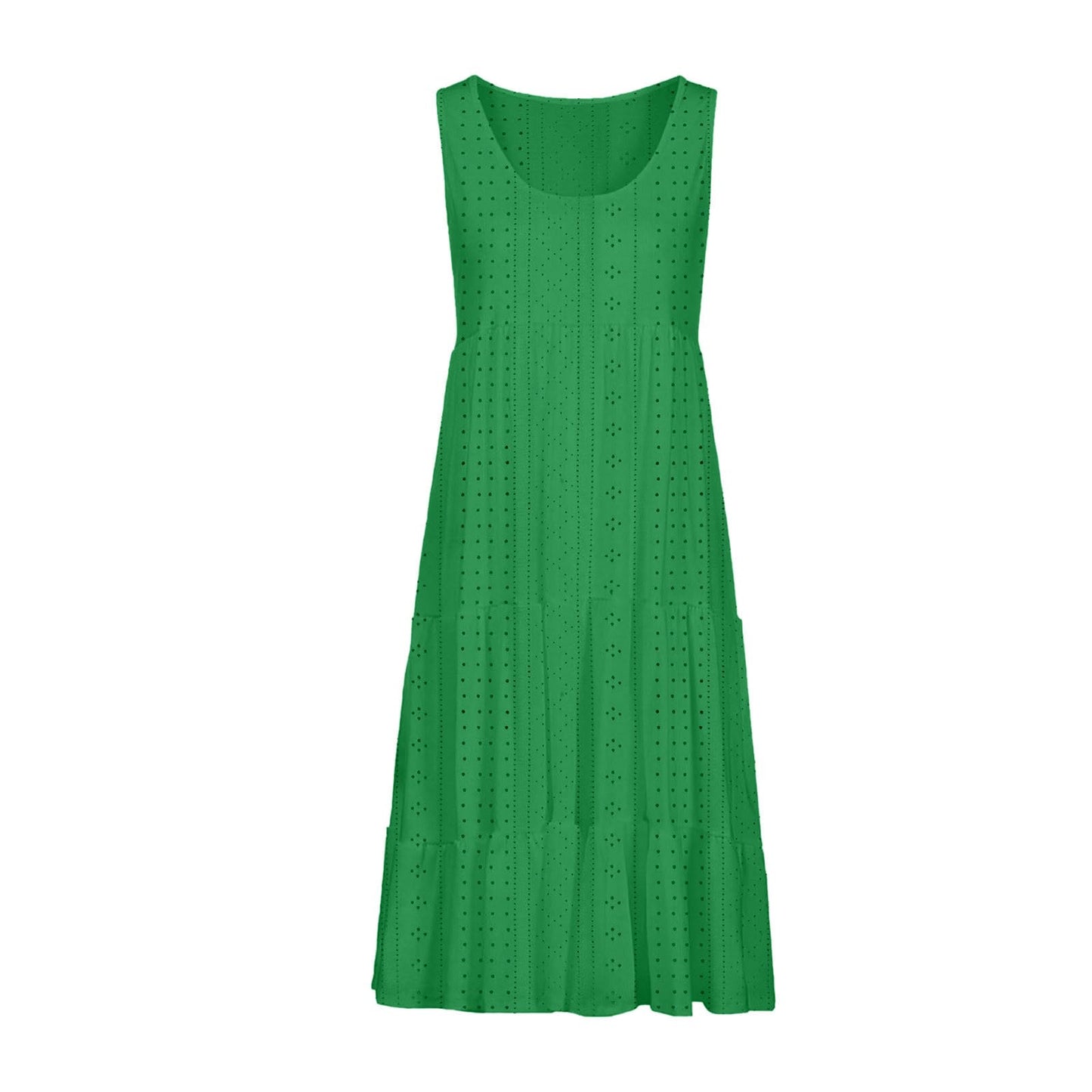 Anjikang Open Box Deals Clearance Summer Dresses for Women 𝟮𝟬𝟮𝟰 Sleeveless Beach Tank Dresses Tiered Ruffle Swing Dress Casual Solid Color Dresses, Large