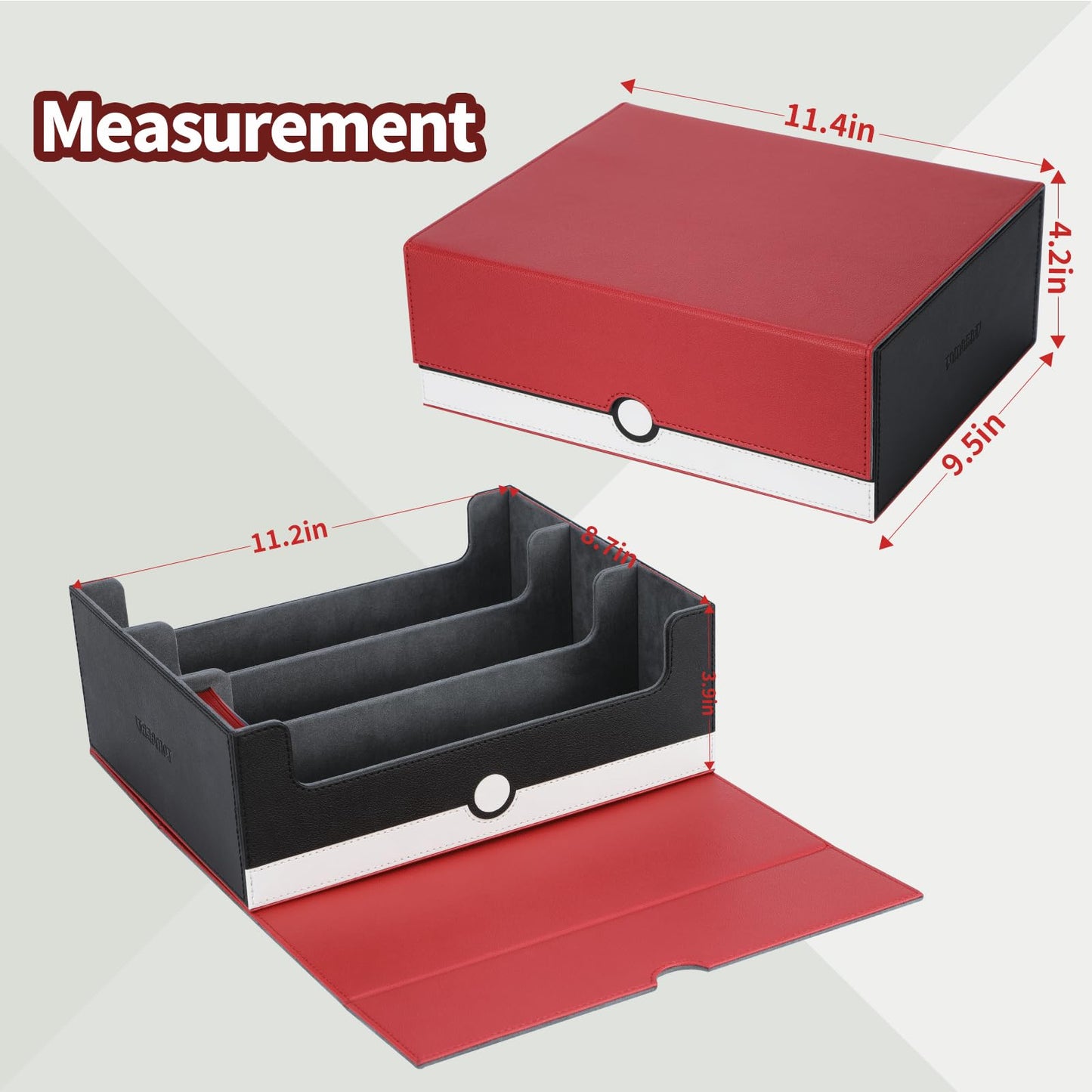 tombert Premium Trading Card Storage Box TCG Deck Case Holds 1000+ Sleeved Cards for MTG, YuGiOh, Uno, TCG, Sport Cards and Strong Magnet Closure (White & Red)