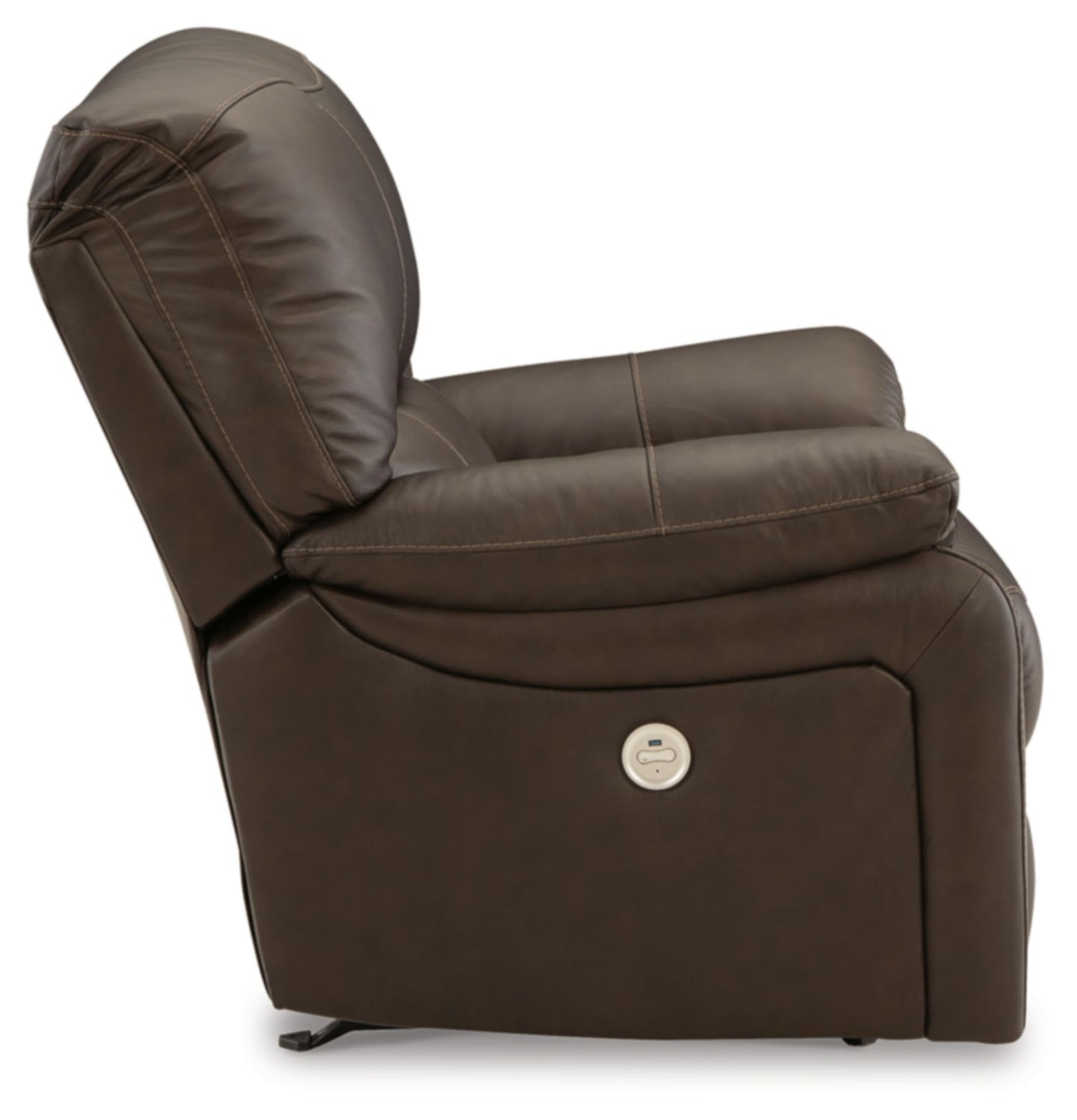 Signature Design by Ashley Leesworth Contemporary Leather Match Power Rocker Recliner with USB Ports, Dark Brown