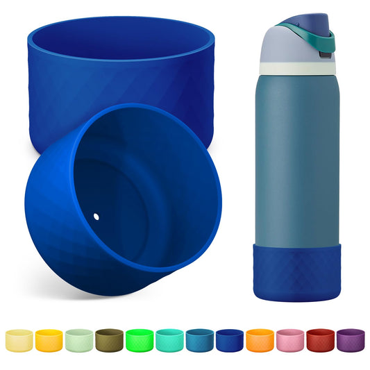 Alwenid 2PCS Silicone Water Bottle Boot for Owala 40 Oz, Anti-Slip Protective Sleeve Bottom Bumper Protector for FreeSip, Twist, and Flip Stainless Steel Water Bottles (Royal Blue)